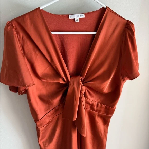 Baltic Born Poppy Satin Midi Dress - Rust Burnt Orange - Size Extra Large XL - Picture 5 of 14